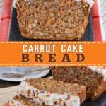 Pinterest image for carrot cake bread.