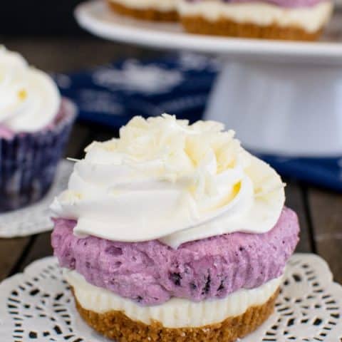 White Chocolate Blueberry Mousse Cheesecakes