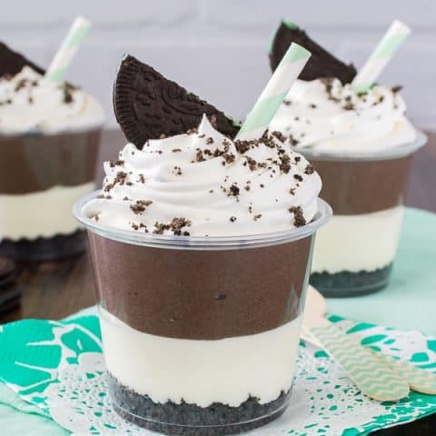 No Bake Mocha Mint Cheesecake Parfaits