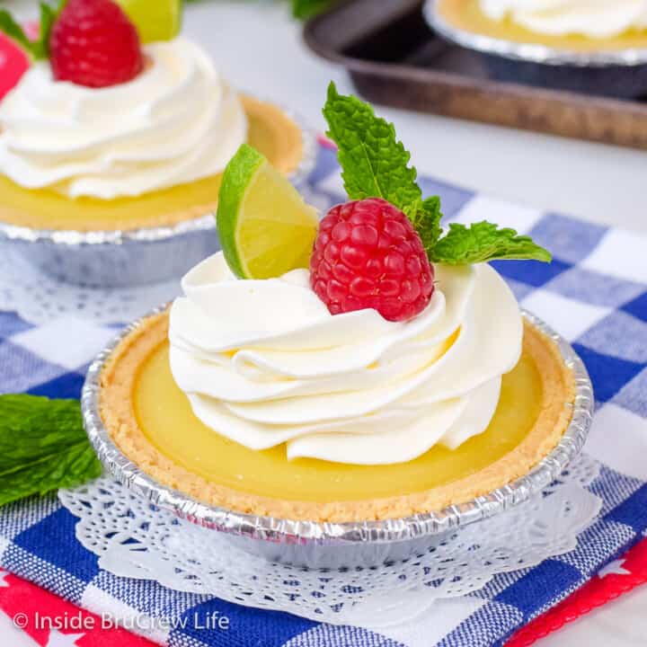 A mini pie crust filled with key lime curd.