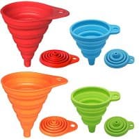 KongNai Silicone Collapsible Set of 4, Small and Large, Foldable Kitchen Funnel for Water Bottle Liquid Transfer Food Grade FDA Approved, Mixed Size