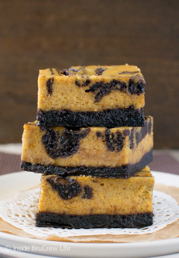 Brownie Swirled Pumpkin Cheesecake Bars Inside Brucrew Life