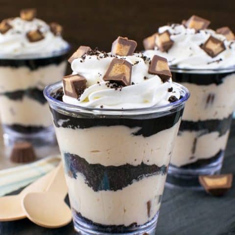 No Bake Peanut Butter Fudge Cheesecake Parfaits