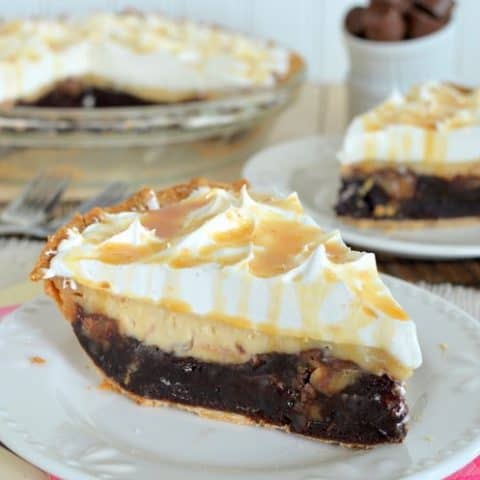 Salted Caramel Brownie Cheesecake Pie