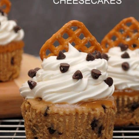 Salted Caramel Coffee Chip Cheesecakes