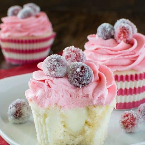 Sparkling Cranberry White Chocolate Cupcakes