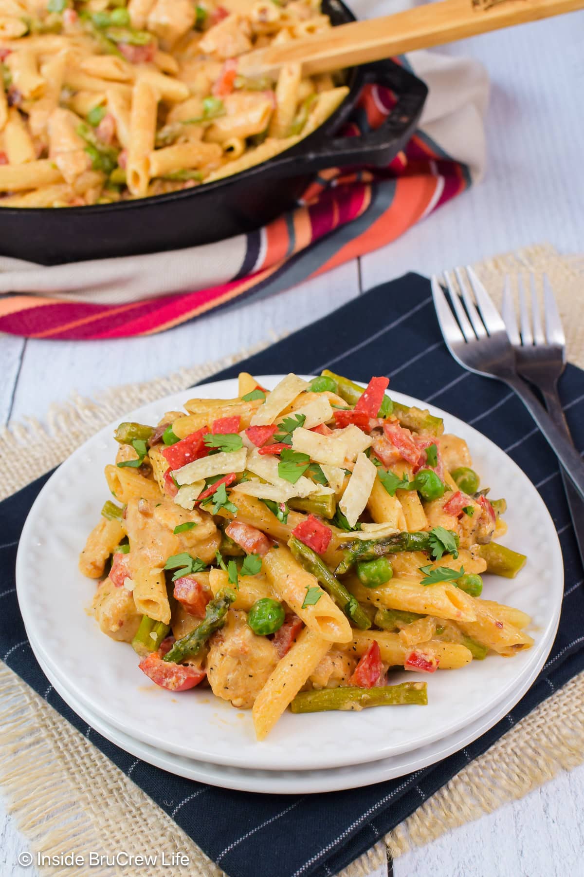 Chipotle noodles on a white plate.