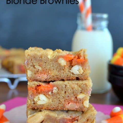 Peanut Butter Candy Corn Blonde Brownies