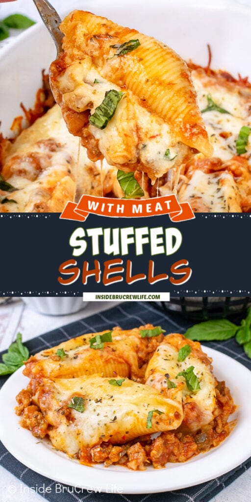 Stuffed Shells with Meat Recipe {Freezer Friendly} - Inside BruCrew Life