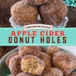 Pinterest image for Apple Cider Donut Holes.