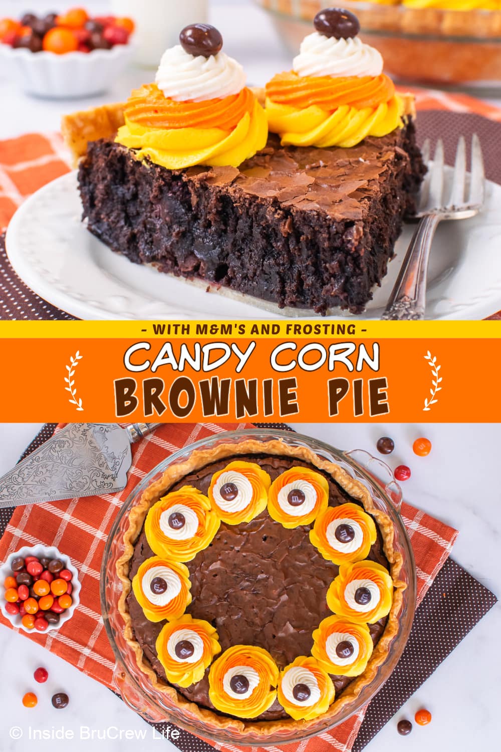 Easy Halloween Candy Corn Brownie Pie Recipe - Inside BruCrew Life