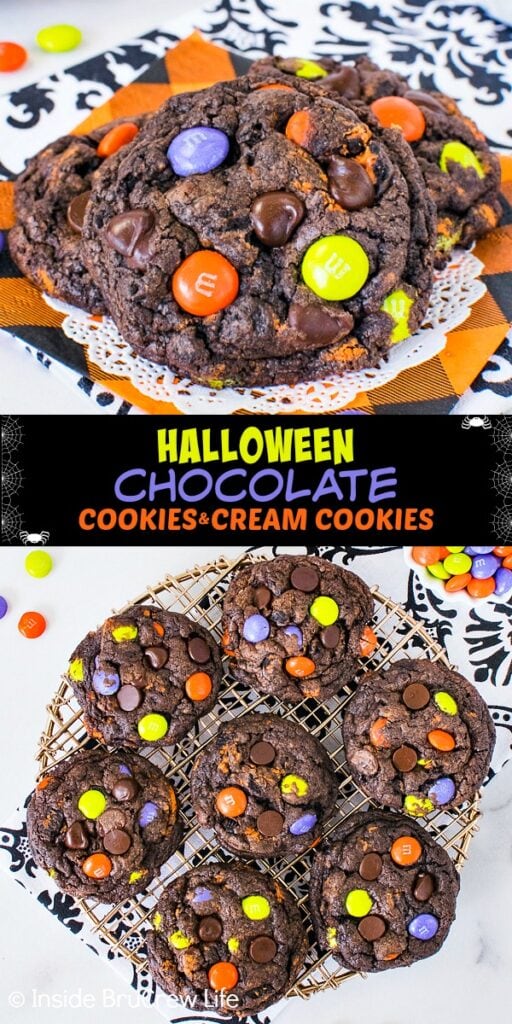 Halloween Chocolate Cookies and Cream Cookies Inside