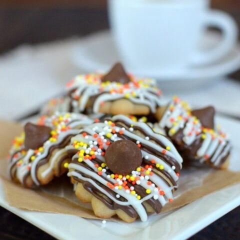 Chocolate Covered Coffee Spritz Cookies