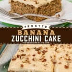Pinterest image for banana zucchini cake.