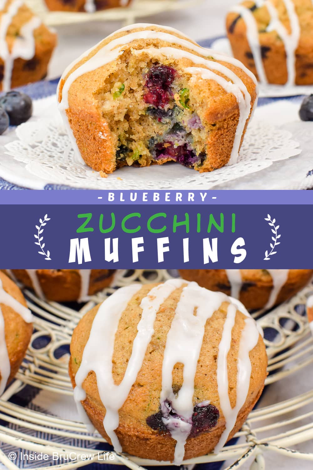 Two pictures of muffins collaged together with a blue text box.