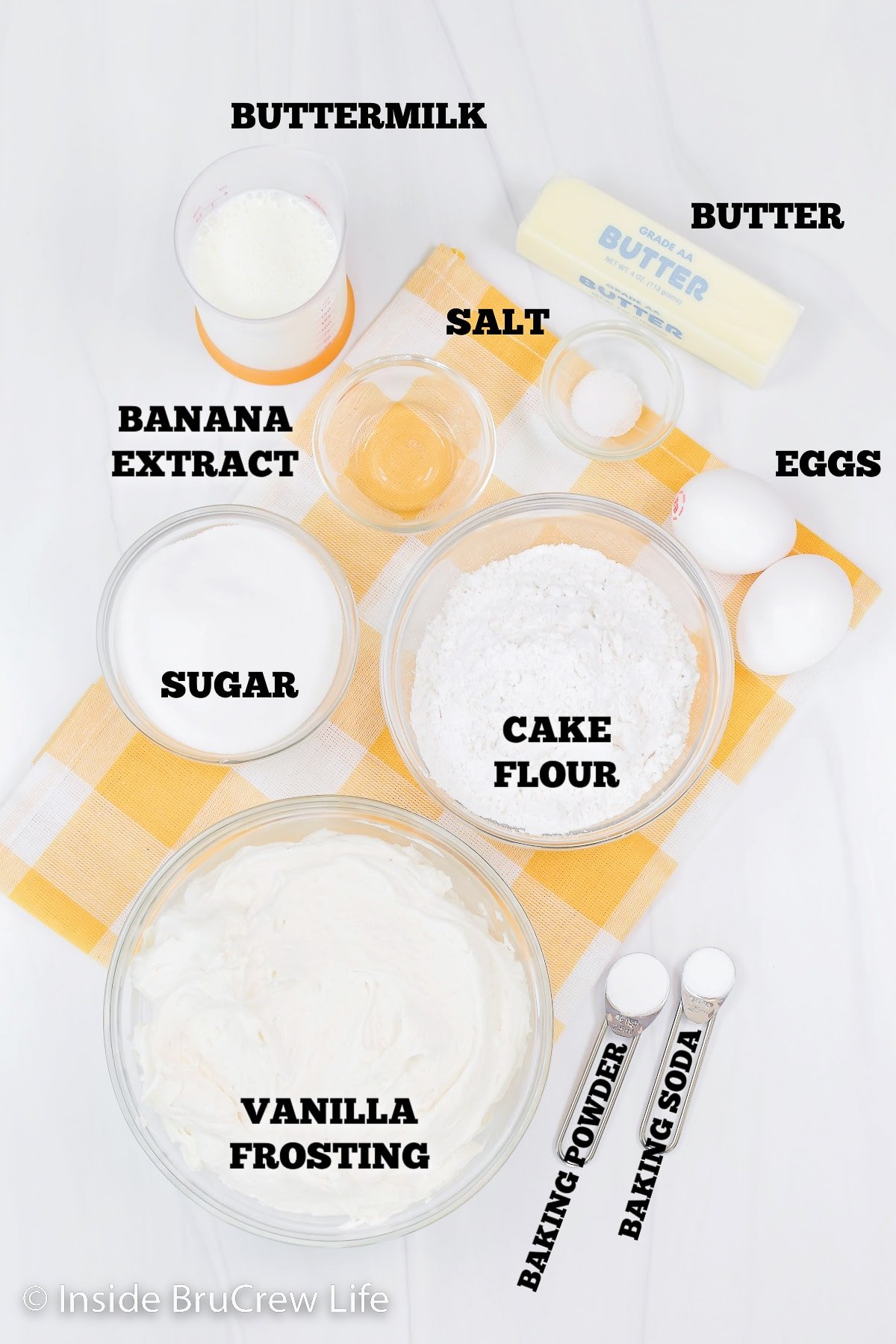 A white board with ingredients needed to make snack cakes.