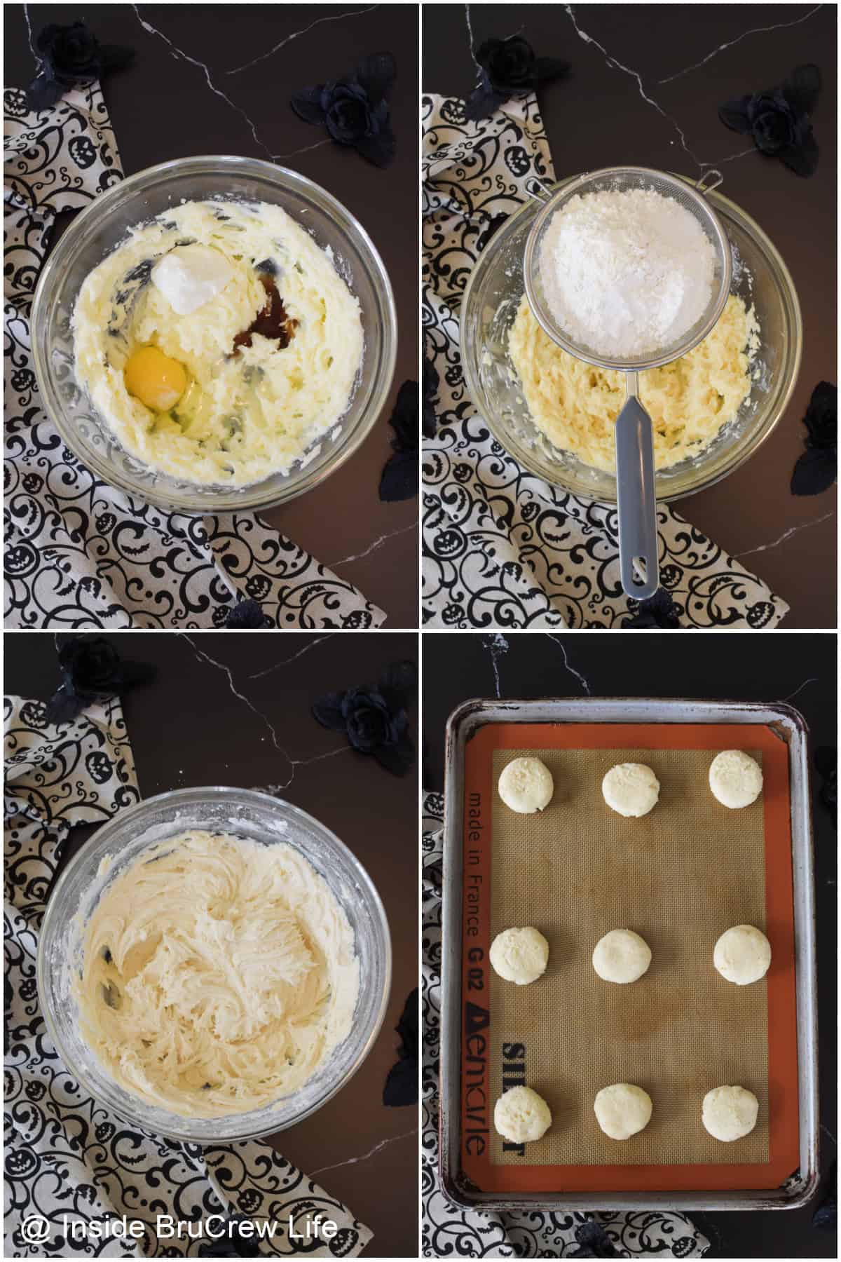 Step-by-step pictures showing how to make Frosted Halloween Sugar Cookies.