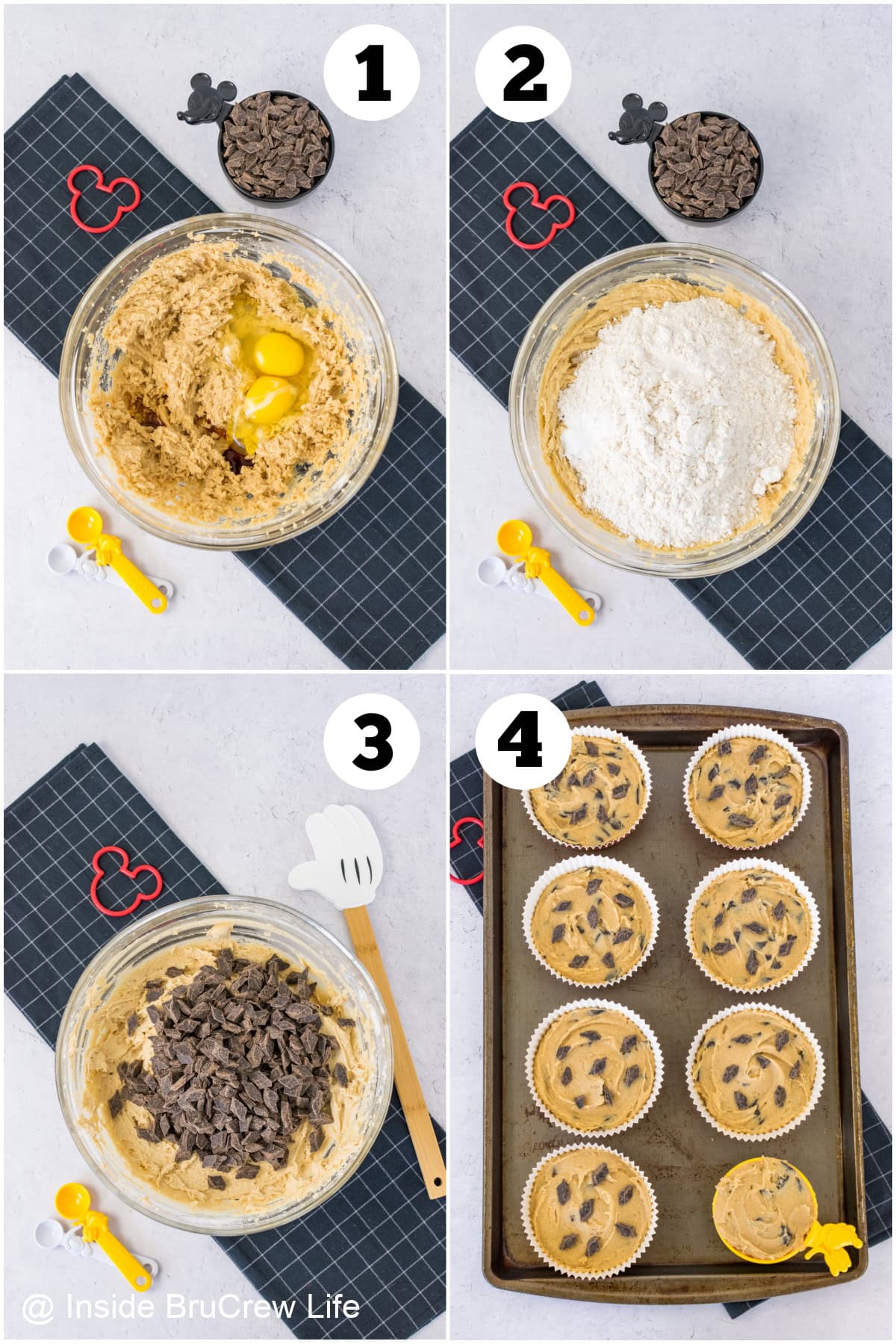 Four pictures collaged together showing how to make copycat Jack Jack cookies.