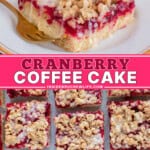 Pinterest image of cranberry coffee cake.