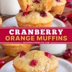 Pinterest image for cranberry orange muffins.