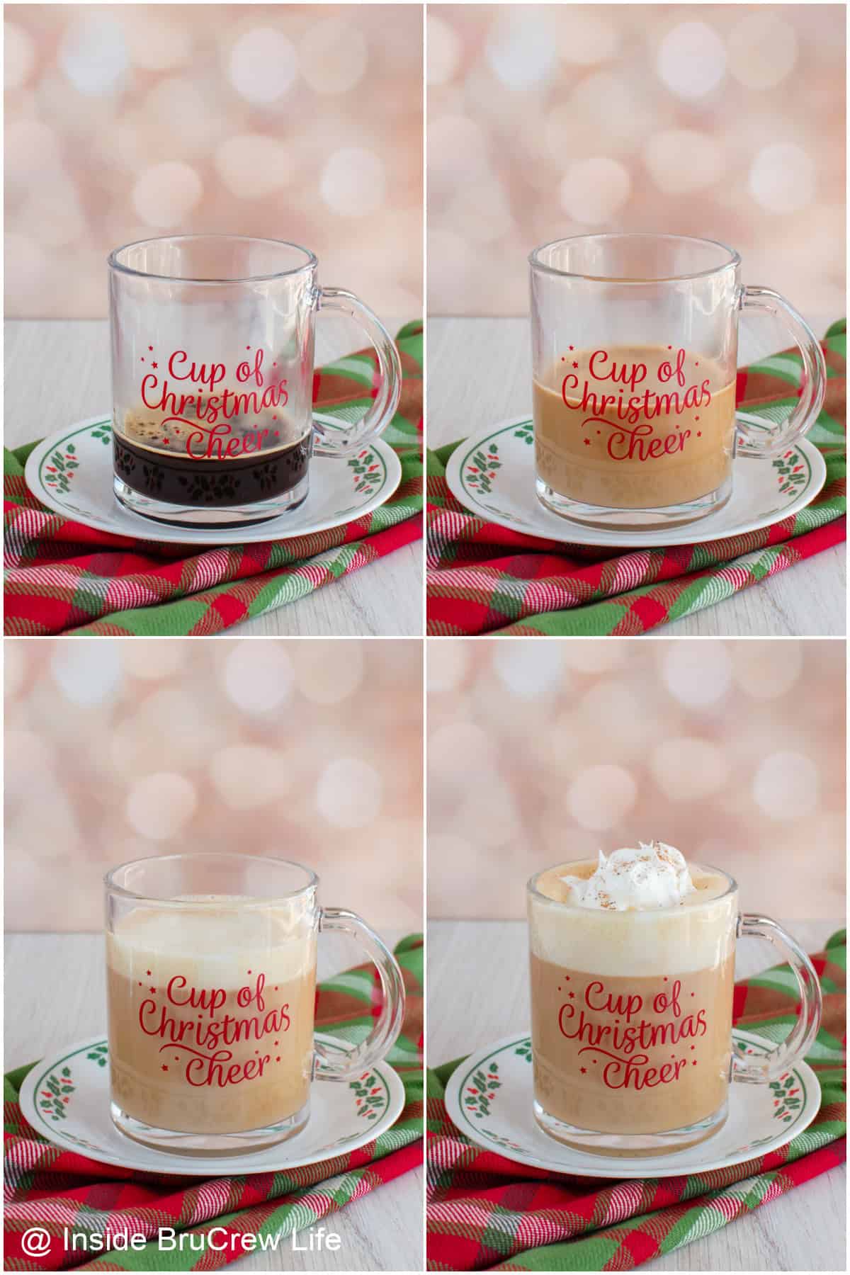 This eggnog latte recipe is rich, frothy, and easy to make at home with espresso, eggnog, and nutmeg. A cozy coffee drink for the holidays! Step-by-step photos showing how to prepare a homemade eggnog latte.