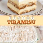 Pinterest image for Eggnog Tiramisu.