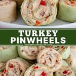 Pinterest image for turkey pinwheels.