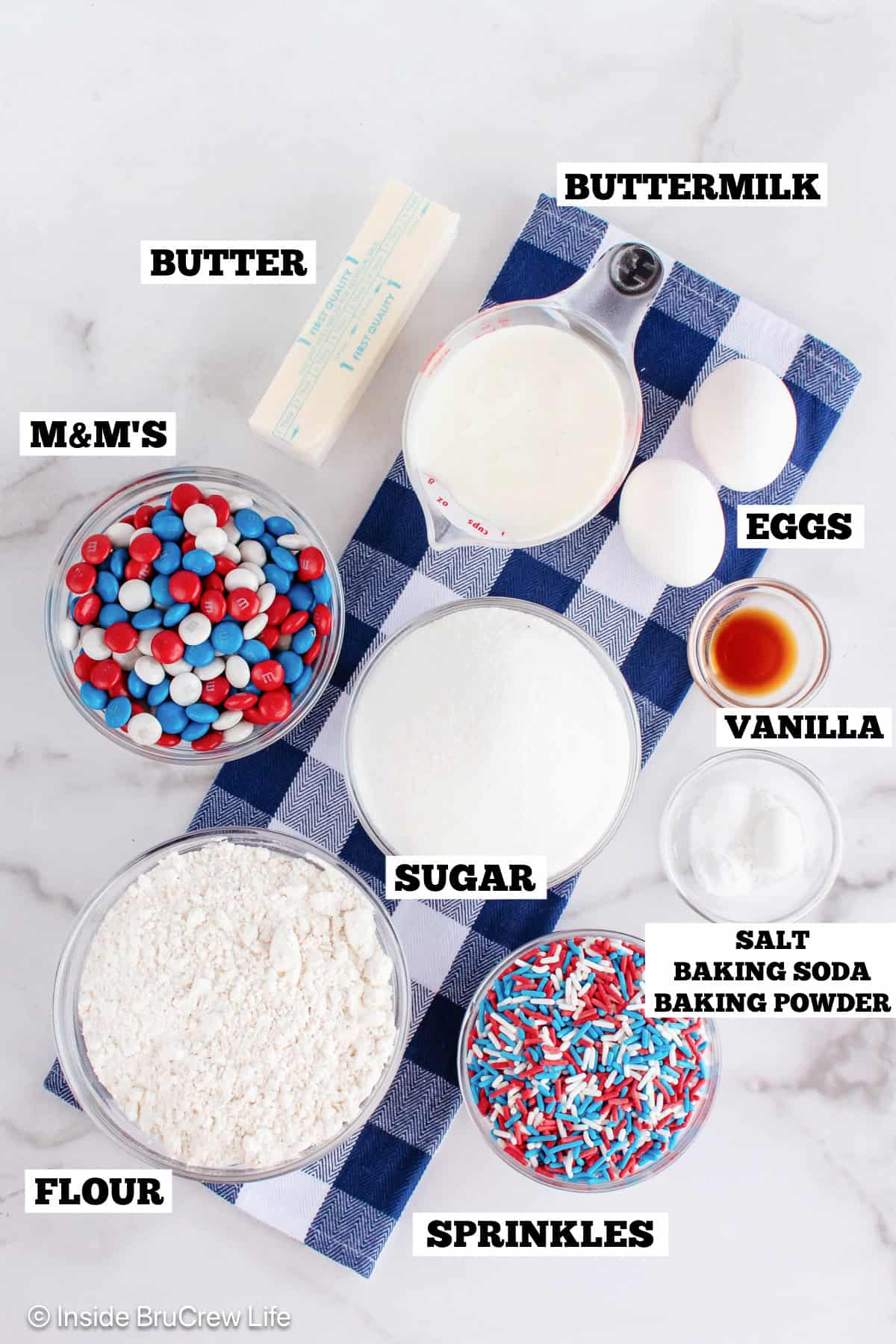 Ingredients for a 4th of July cake.