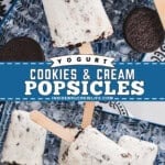 Pinterest image for Cookies and Cream Popsicles.